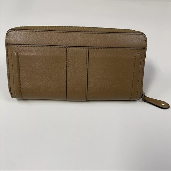 Coach Womens Wallet Zip Around Accordion Solid Beige Leather #0943 - Picture 2 of 15